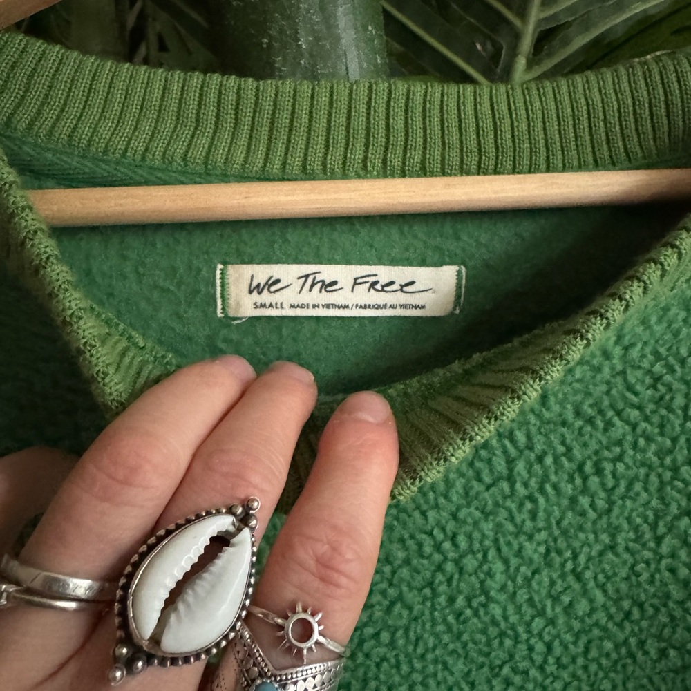 Free People We The Free Cozy Camden Green Crew Neck Sweater - Picture 3 of 6